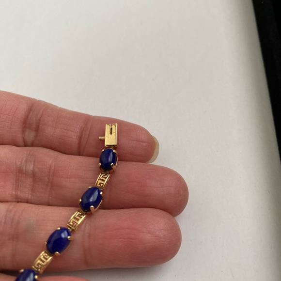 14K Lapis Lazuli Greek Tennis Bracelet - Picture 16 of 16